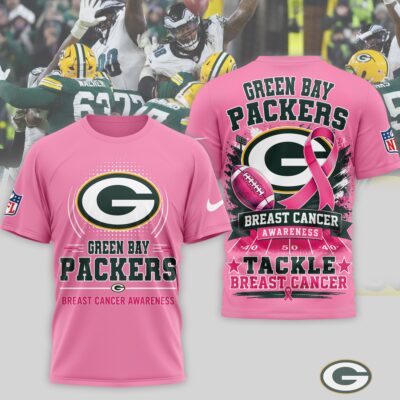 Green Bay Packers | Premium NFL Tackle Breast Cancer Awareness 3D Shirt NTH1