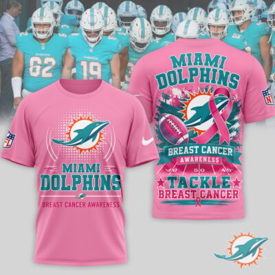 Miami Dolphins | Premium NFL Tackle Breast Cancer Awareness 3D Shirt NTH1