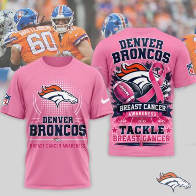 Denver Broncos | Premium NFL Tackle Breast Cancer Awareness 3D Shirt NTH1 - L