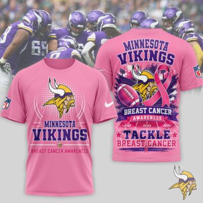 Minnesota Vikings | Premium NFL Tackle Breast Cancer Awareness 3D Shirt NTH1