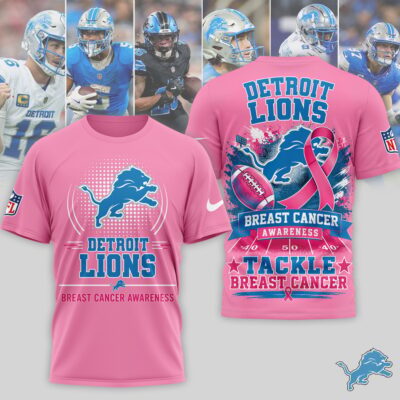 Detroit Lions | Premium NFL Tackle Breast Cancer Awareness 3D Shirt NTH1