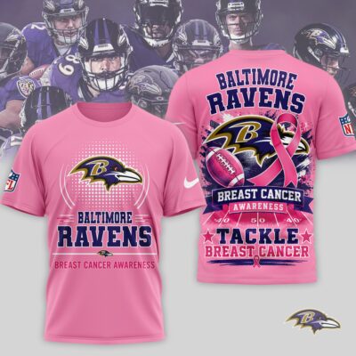 Baltimore Ravens | Premium NFL Tackle Breast Cancer Awareness 3D Shirt NTH1