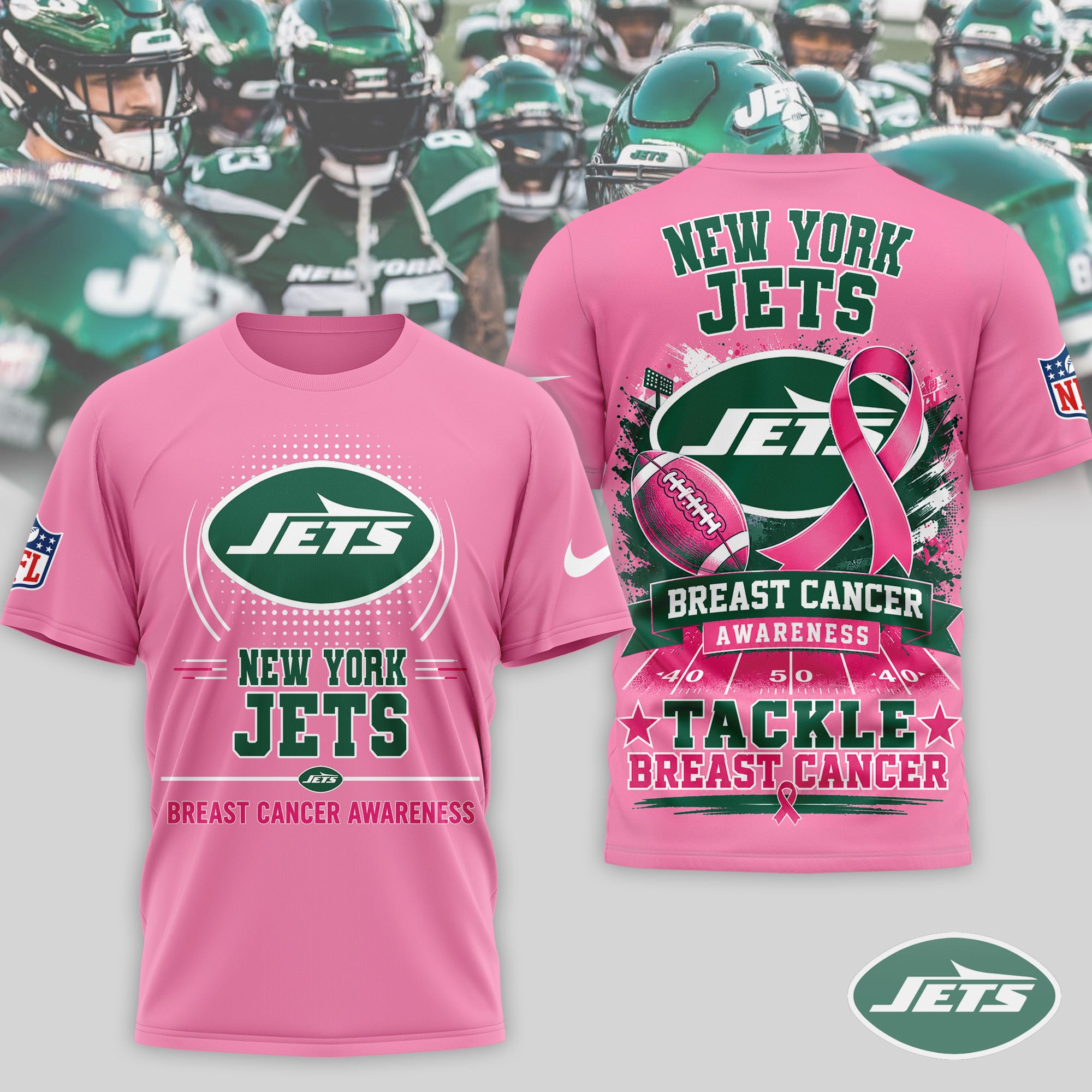 New York Jets | Premium NFL Tackle Breast Cancer Awareness 3D Shirt NTH1