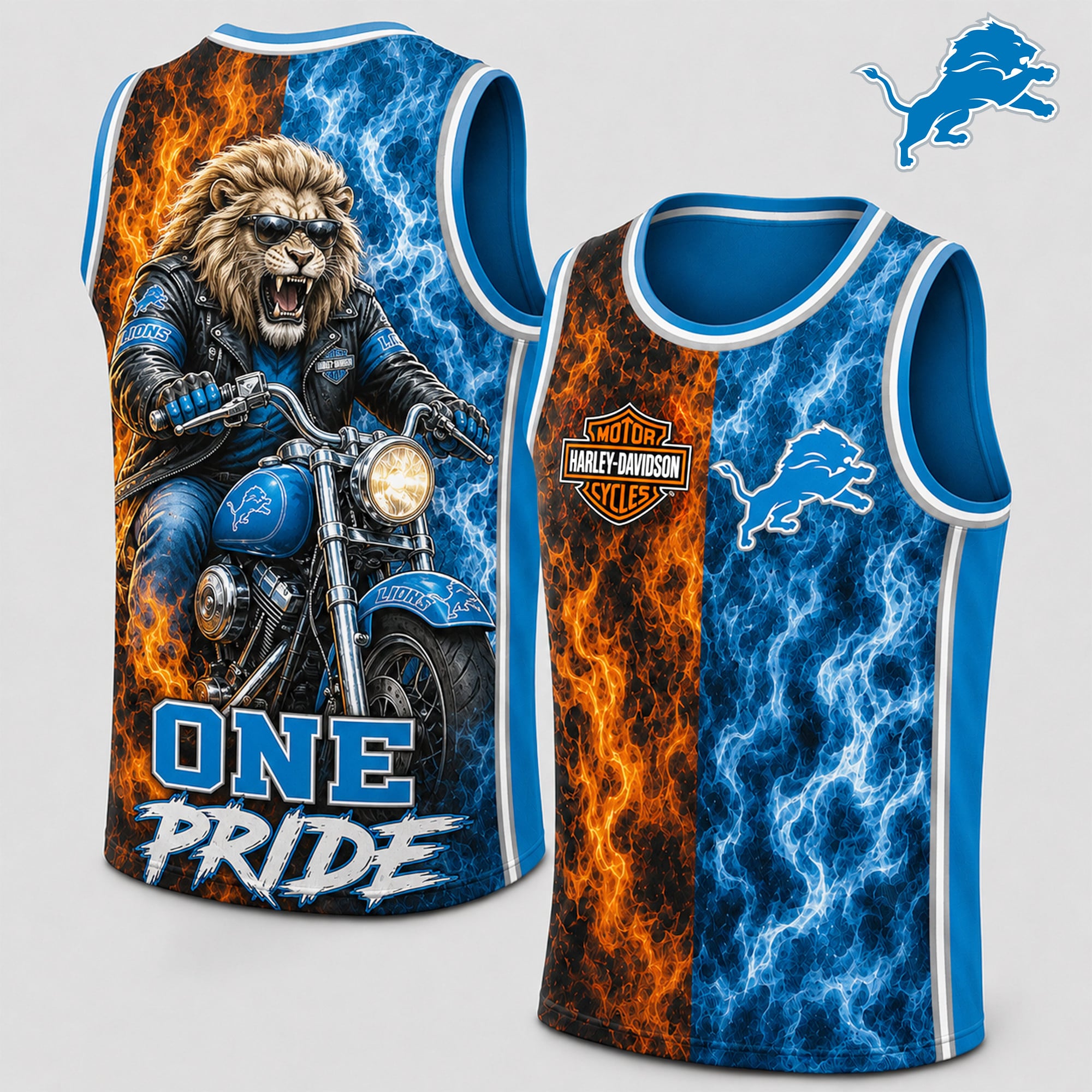 Detroit Lions | Premium NFL Harley Davidson Pride Tank Top Shirt