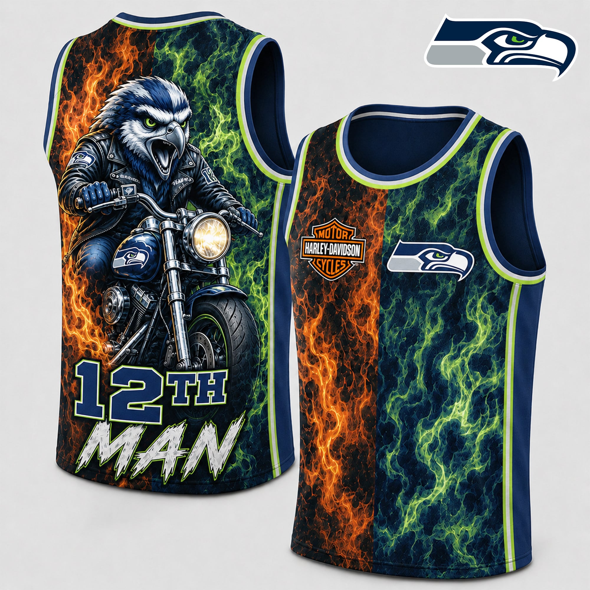 Seattle Seahawks | Premium NFL Harley Davidson Pride Tank Top Shirt
