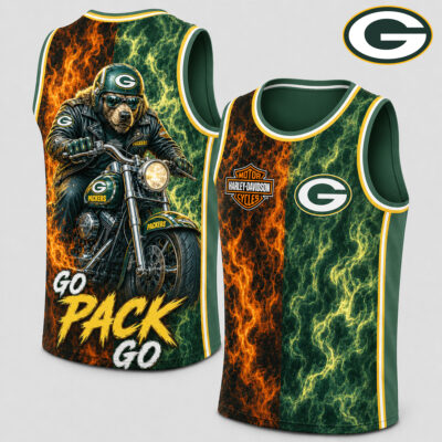 Green Bay Packers | Premium NFL Harley Davidson Pride Tank Top Shirt - L