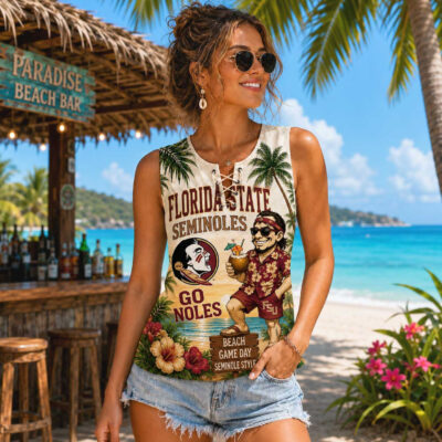 Florida State Seminoles | Premium NCAA Tropical Game Day Lace-Up Tank Top