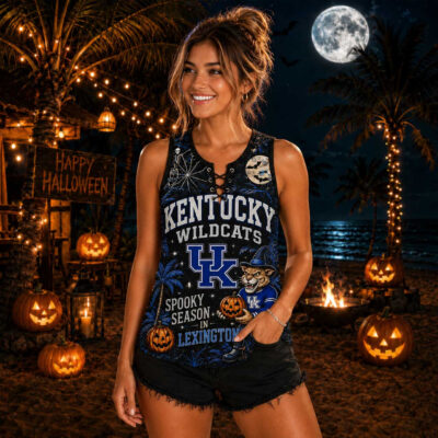 Kentucky Wildcats | Premium NCAA Halloween Night Lace-Up Tank Top