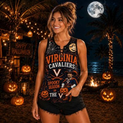 Virginia Cavaliers | Premium NCAA Halloween Night Lace-Up Tank Top