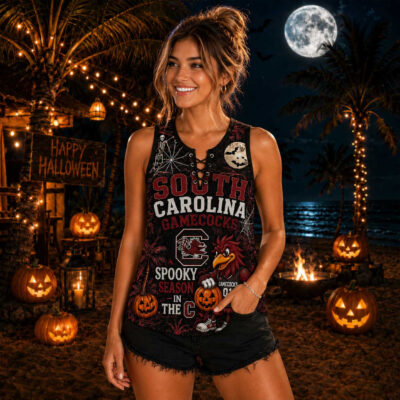 South Carolina Gamecocks | Premium NCAA Halloween Night Lace-Up Tank Top