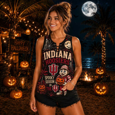 Indiana Hoosiers | Premium NCAA Halloween Night Lace-Up Tank Top - 4XL