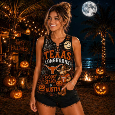 Texas Longhorns | Premium NCAA Halloween Night Lace-Up Tank Top