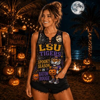 LSU Tigers | Premium NCAA Halloween Night Lace-Up Tank Top