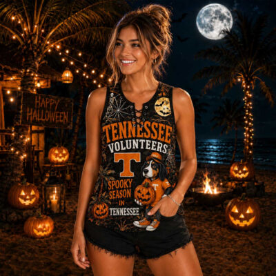 Tennessee Volunteers | Premium NCAA Halloween Night Lace-Up Tank Top