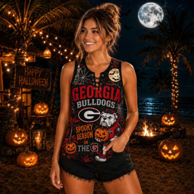 Georgia Bulldogs | Premium NCAA Halloween Night Lace-Up Tank Top