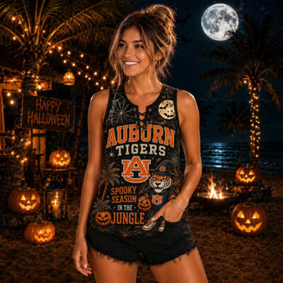 Auburn Tigers | Premium NCAA Halloween Night Lace-Up Tank Top