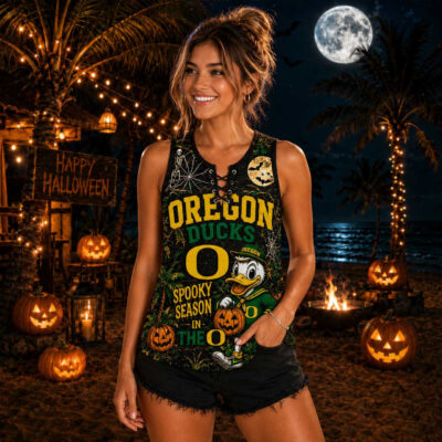 Oregon Ducks | Premium NCAA Halloween Night Lace-Up Tank Top
