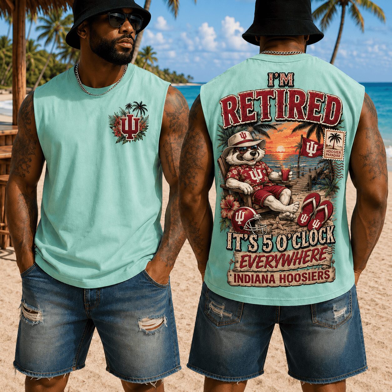 Indiana Hoosiers | Premium NCAA Retired In Paradise Tank Top Shirt