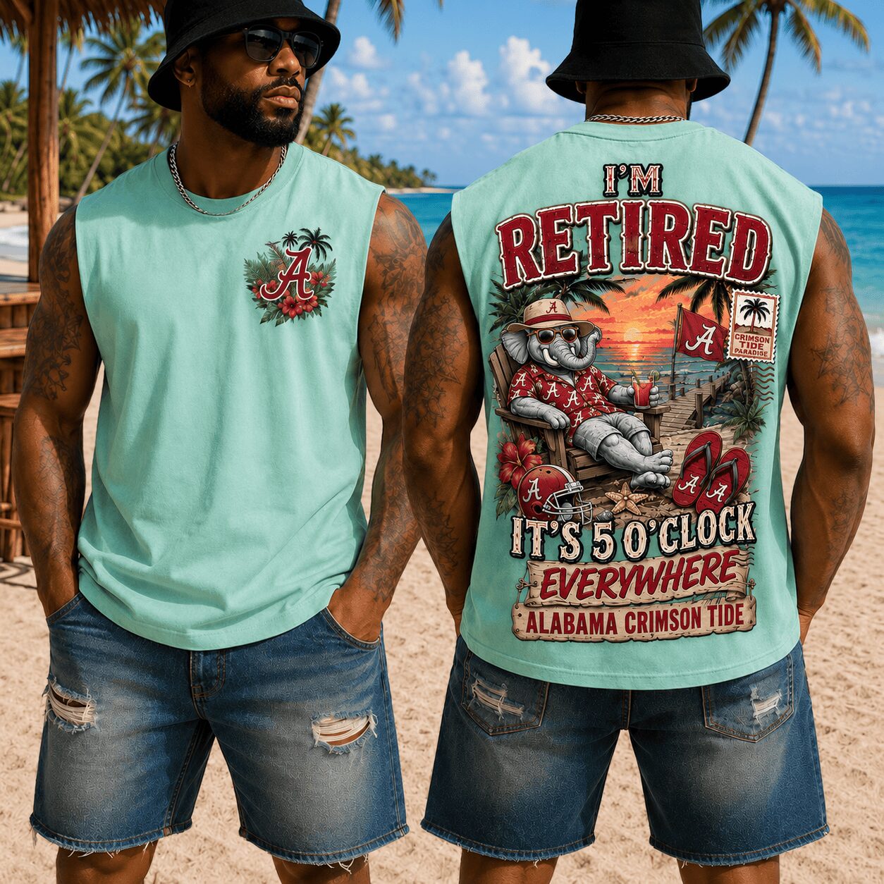Alabama Crimson Tide | Premium NCAA Retired In Paradise Tank Top Shirt