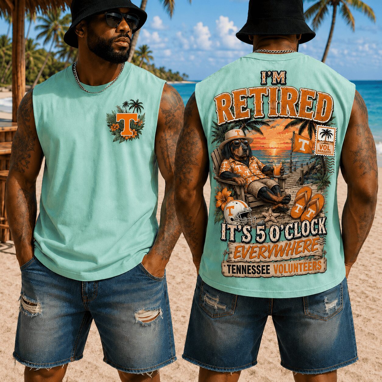 Tennessee Volunteers | Premium NCAA Retired In Paradise Tank Top Shirt