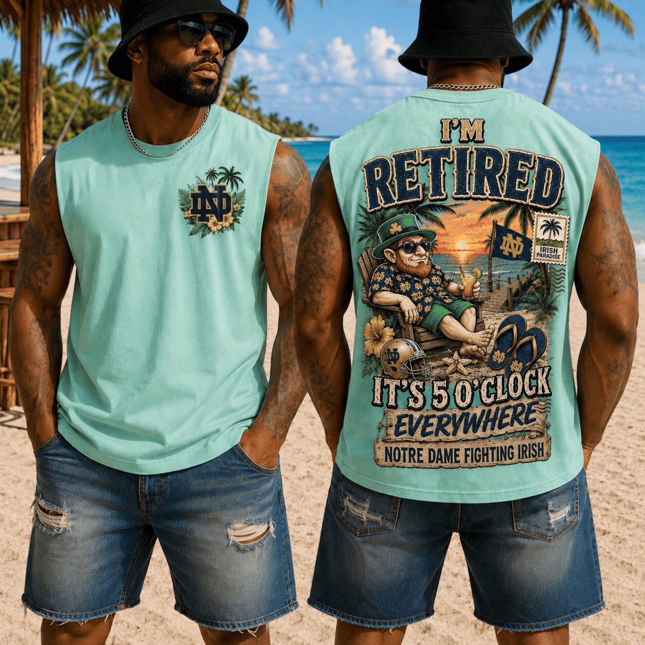 Notre Dame Fighting Irish | Premium NCAA Retired In Paradise Tank Top Shirt