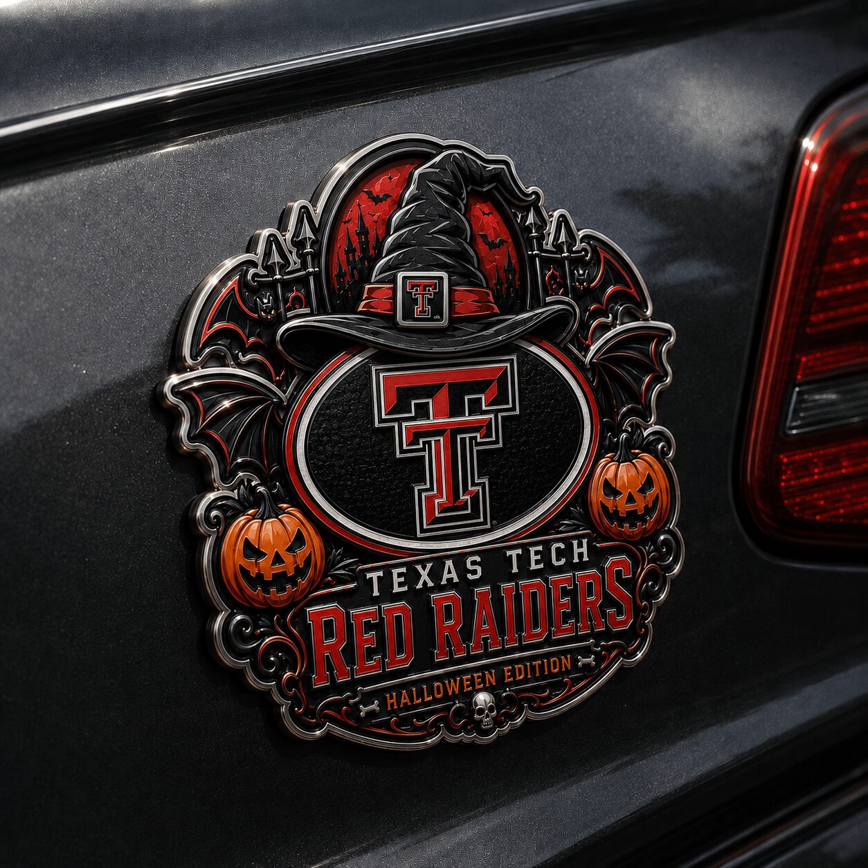 Texas Tech Red Raiders | Premium NCAA Halloween Edition Car Namge Badge