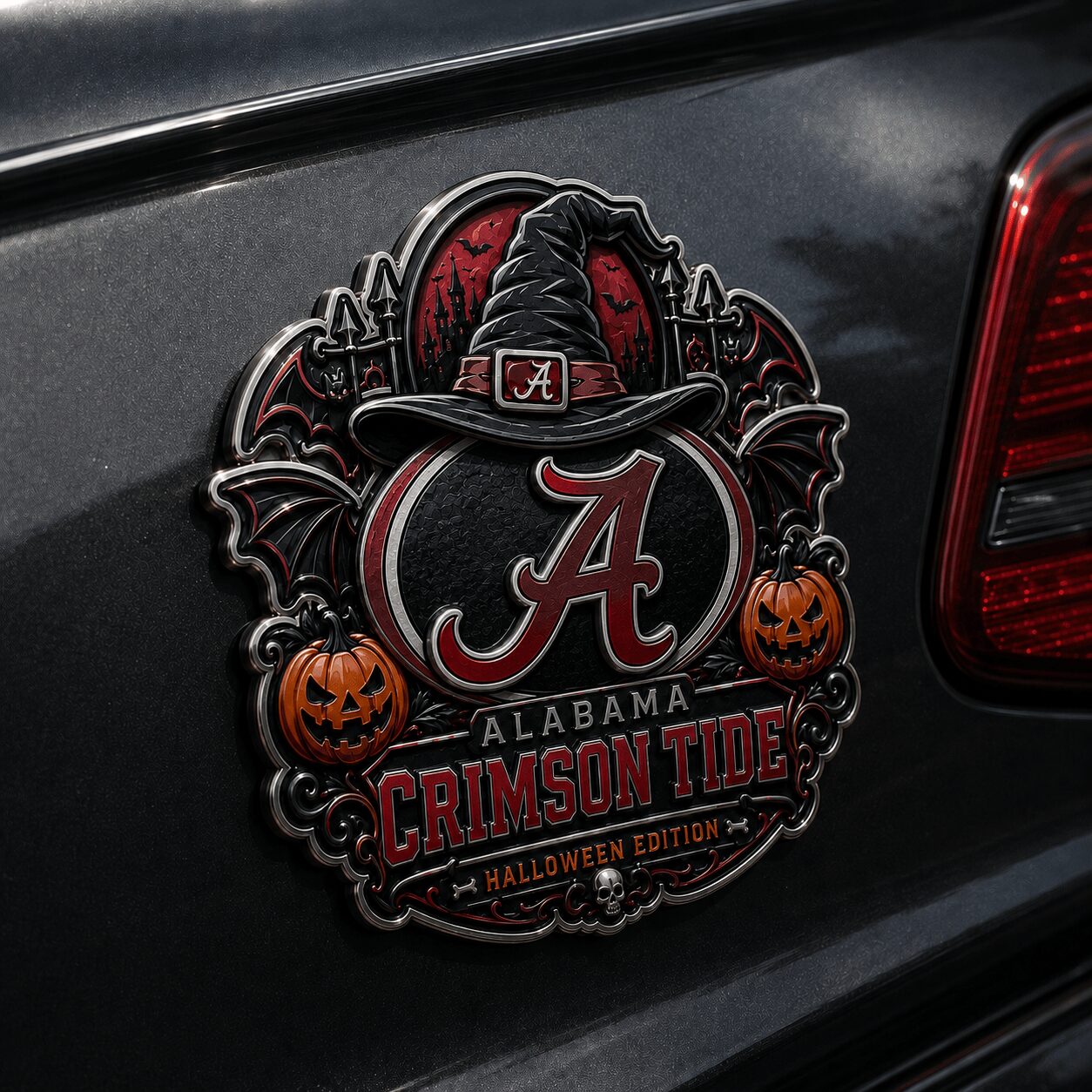 Alabama Crimson Tide | Premium NCAA Halloween Edition Car Namge Badge