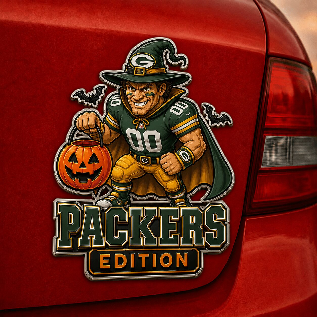 Green Bay Packers | Premium NFL Halloween Edition Car Namge Badge