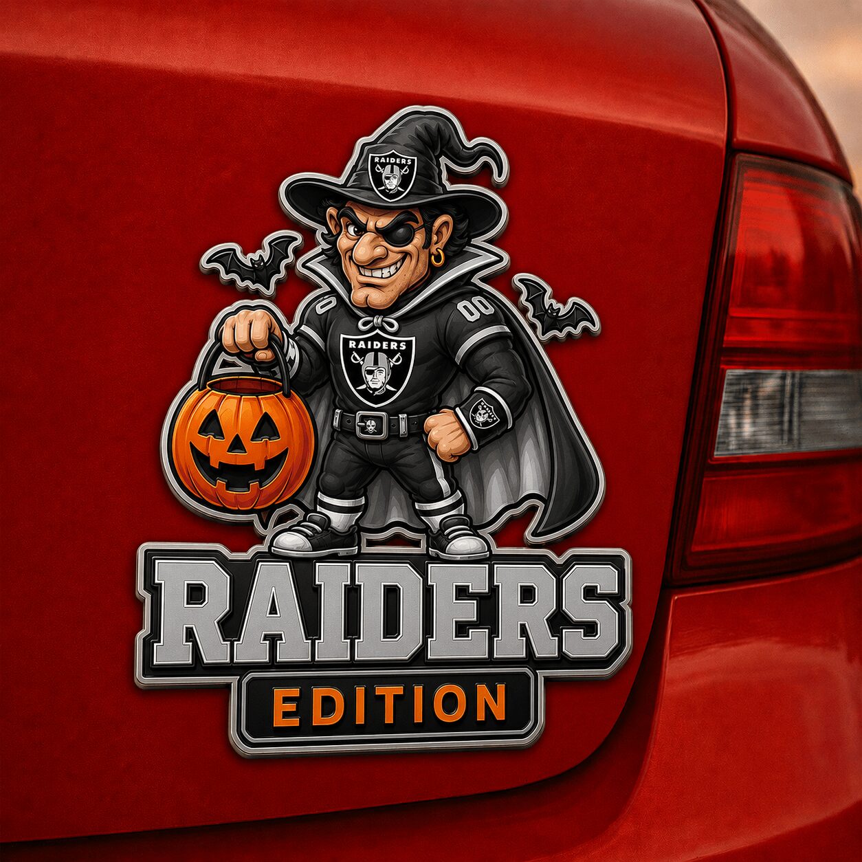Las Vegas Raiders | Premium NFL Halloween Edition Car Namge Badge