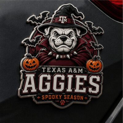 Texas A&M Aggies | Premium NCAA Halloween Edition Car Namge Badge