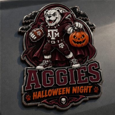 Texas A&M Aggies | Premium NCAA Halloween Edition Car Namge Badge